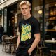 Olive graphic t-shirt with 'MY BESTO FRIENDO' anime character print