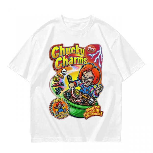 Chucky Charms Horror Cereal Themed Graphic T-Shirt