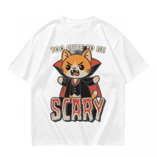 Too Cute To Be Scary Vampire Cat Graphic T-Shirt