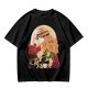 Olive anime graphic t-shirt with straw hat and sunflowers