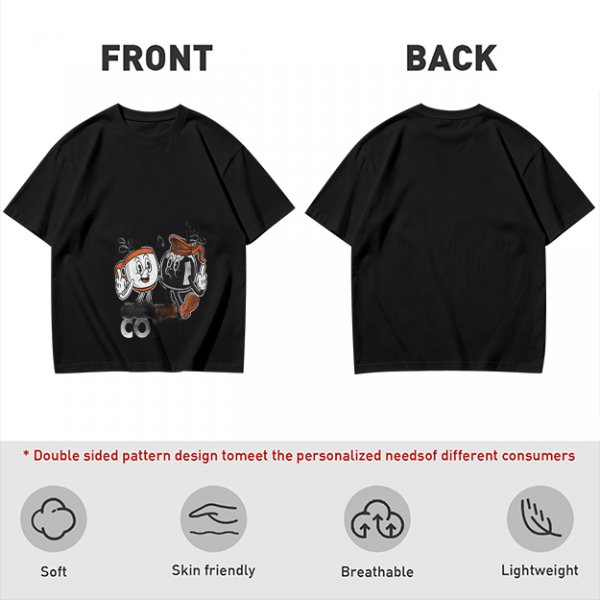 Olive T-Shirt with Retro Cartoon Coffee Cup Characters Graphic