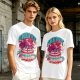 Olive T-shirt with Cherry Surf Cupcake Beach Graphic Print