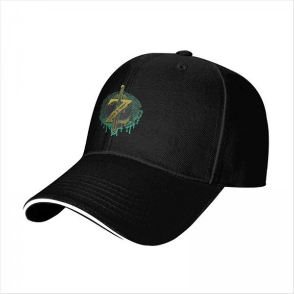 Black Baseball Cap With Zelda Tears Of The Kingdom Inspired Print