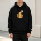 Black hoodie with grumpy orange cat in cardboard box funny print