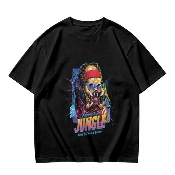 Olive T-Shirt with Retro Predator 'Welcome to the Jungle' Print