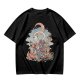 Olive T-Shirt With Whimsical Cat Crescent Moon Artwork