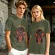 Olive T-Shirt with Vampurr Black Cat Vampire Graphic