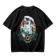 Olive T-Shirt With Sailor Cat Tattooed Pipe Design