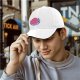 Black baseball cap with cartoon poop graphic and text print