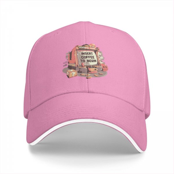 Black baseball cap with insert coffee to begin arcade graphic