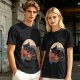 Olive T-Shirt with Relaxed Black Cat Gaming Snack Print