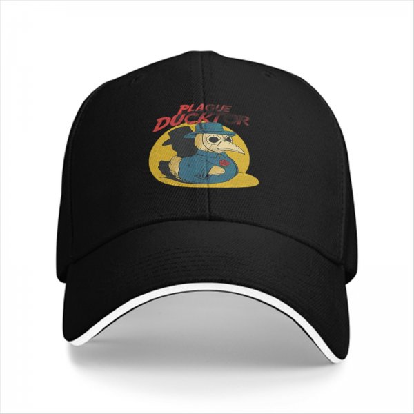 Black baseball cap with Plague Ducktor graphic print