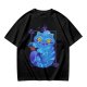 Olive T-Shirt With Cheshire Cat And Crow Graphic Print