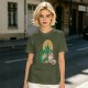 Olive Green T-Shirt With Zelda Themed Cartoon Characters Print