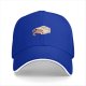 Black baseball cap with a cat peeking out of a blanket graphic