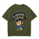 Olive T-shirt with Wizard Cat 'My Super Power Is To Make Stupid People Disappear' Print