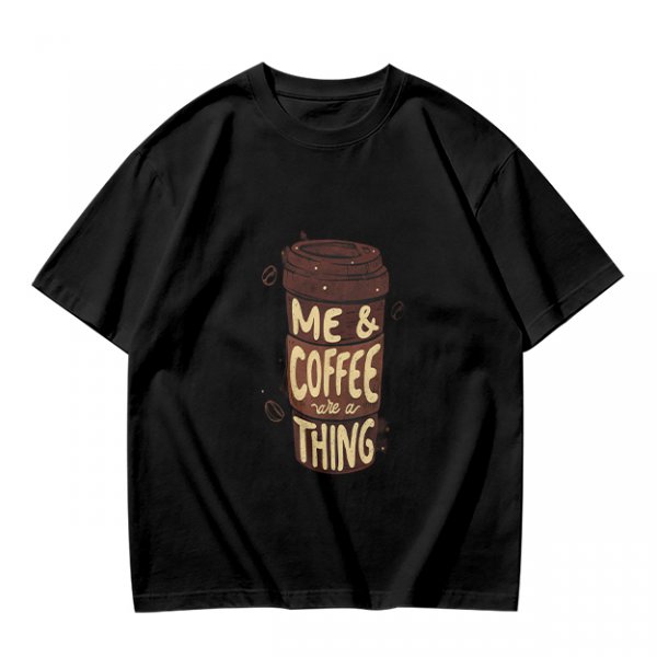 Olive Green Graphic T-Shirt with Me & Coffee We're a Thing Print