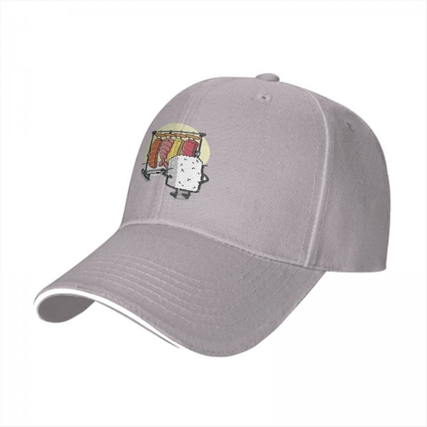 Black Baseball Cap With Funny Sushi Laundry Rack Graphic