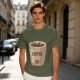 Olive Green T-Shirt With Coffee Cup Graphic Print