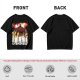 Olive T-Shirt With Anime Characters Crossing Burning Street Print