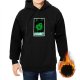 Black hoodie with green 'DISOBEY' portrait graphic print