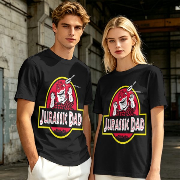 Olive T-Shirt with Jurassic Dad Dinosaur Graphic Print