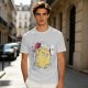 Oversized Olive T-Shirt with Saitama 'OK' Anime Graphic Print
