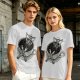 Olive T-shirt with skeleton relaxing in coffee cup graphic