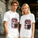 Olive graphic t-shirt with raccoon doing the bare minimum at computer