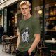 Olive T-Shirt With Cool Cat Wearing Sunglasses Knocking Over Potted Plant