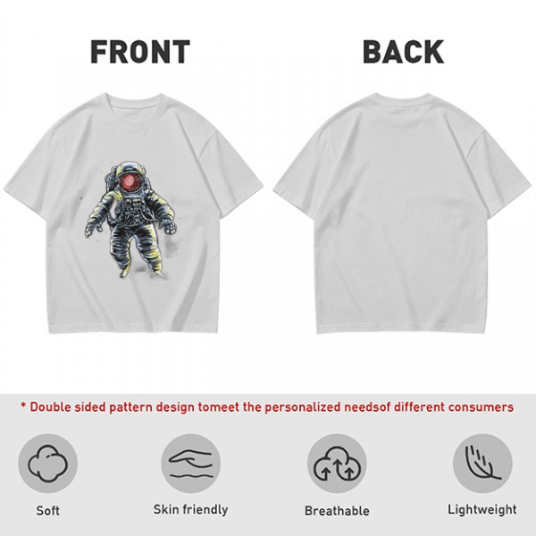 Olive T-Shirt with Floating Astronaut Graphic Print