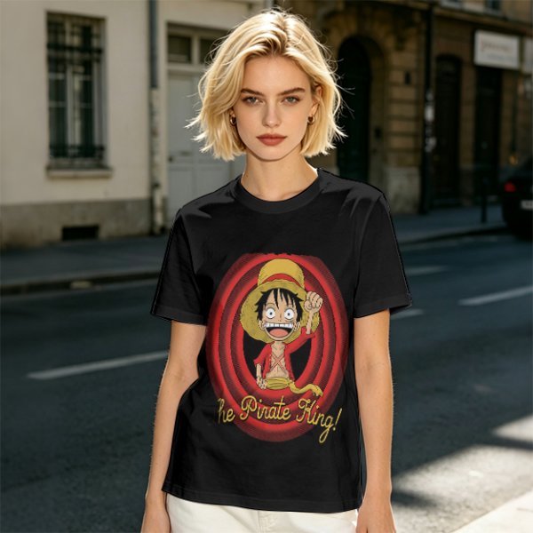 One Piece Luffy The Pirate King Graphic Olive T-Shirt