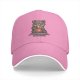 Black baseball cap with cute raccoon snacking and 'powered by pure snacks' text