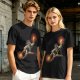 Olive T-shirt with Fire Bending Warrior Graphic Print