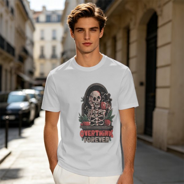 Olive Skeleton Overthink Forever Graphic T-Shirt