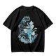 Olive T-shirt with Waterbender Character and Wave Art Print