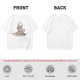 Olive T-shirt with a stressed cartoon cat baking cookies