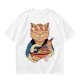 Olive T-Shirt with Japanese Ramen Chef Cat Graphic