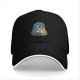 Black Baseball Cap with Whimsical Fantasy Character Art Print