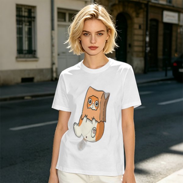 Olive T-Shirt With Cute Hamster In Paper Bag Print