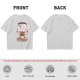 Olive t-shirt with cute cat bubble tea graphic print