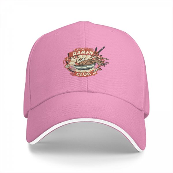 Black Baseball Cap With Ramen Club Graphic Print