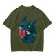 Olive T-Shirt With Cute Baby Dragon Reading Book Print