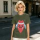 Olive T-Shirt With Cute Cartoon Heart Lifting Dumbbells Print
