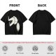 Olive T-Shirt With Surprised Cartoon Figure And Separate Face Print