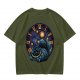 Olive T-Shirt with Cheshire Cat Clock Art Print