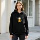 Black Hoodie With Beer Sheep Graphic Print