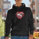 Black Hoodie with Frankenstein and Bride Heart Graphic