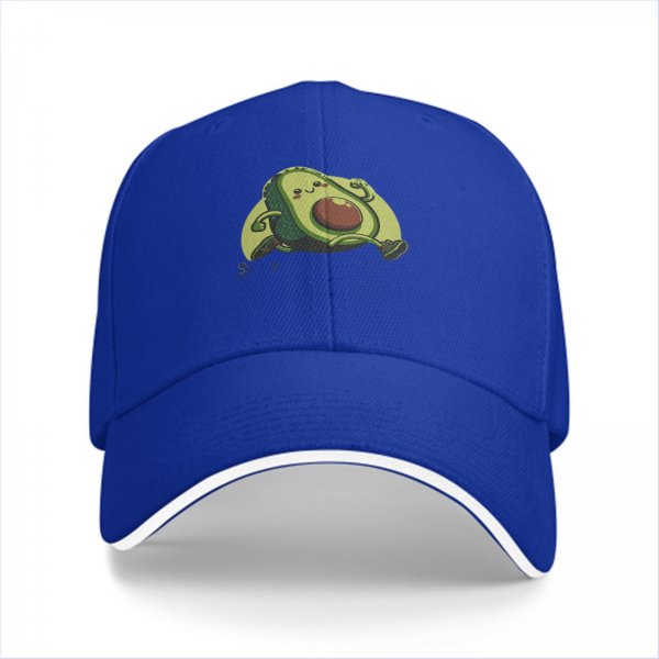 Black Baseball Cap With Cute Running Avocado Graphic