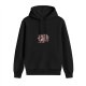 Black hoodie with cute angry cartoon hippo graphic